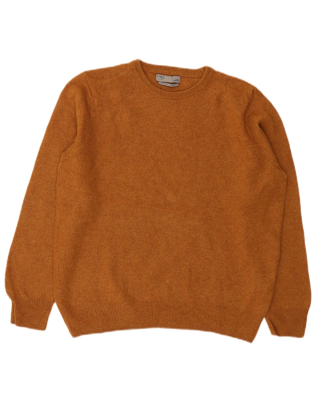 Suéter feminino Marks & Spencer com gola redonda Reino Unido 14 grande lã de carneiro marrom