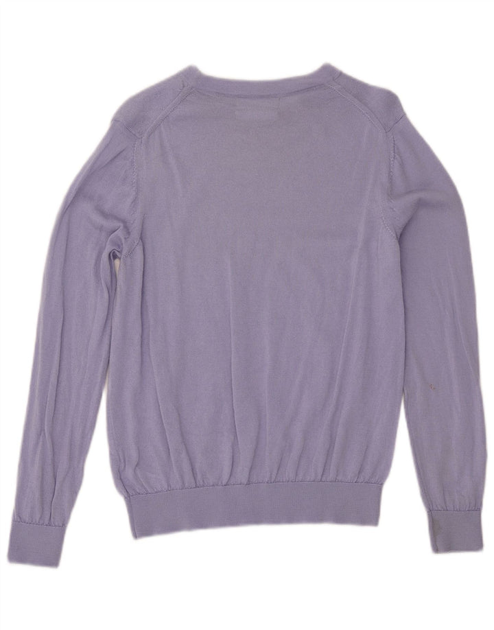Suéter feminino Marks & Spencer com gola canoa Reino Unido 12 azul médio