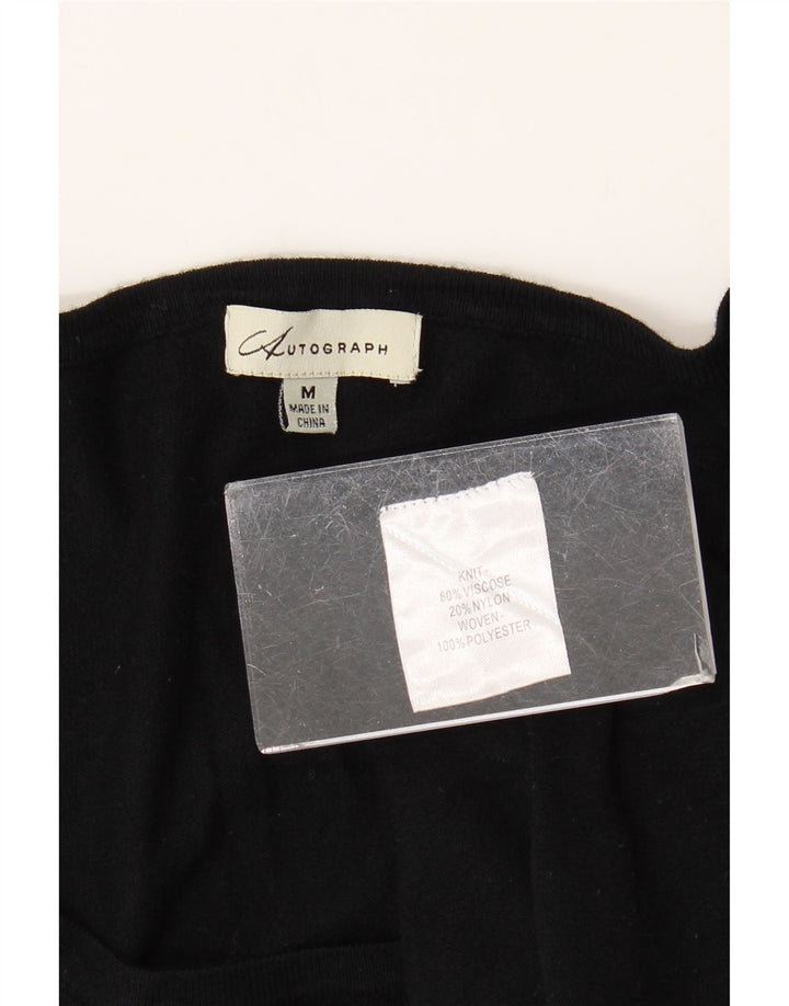 Blusa feminina Autograph da Marks & Spencer Reino Unido 14 bloco colorido preto médio