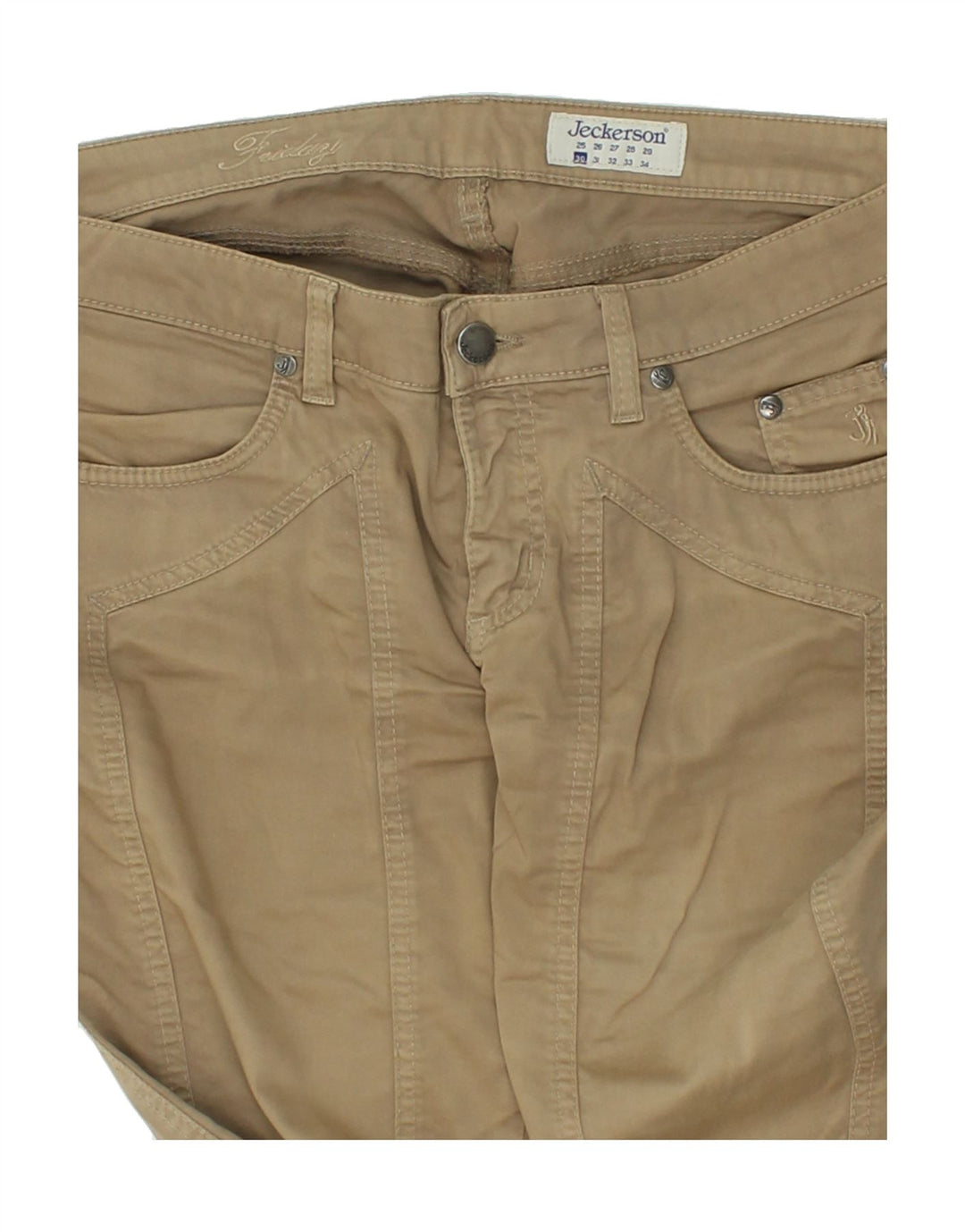 JECKERSON Womens Slim Casual Trousers W30 L30 Khaki Cotton Vintage Jeckerson and Second-Hand Jeckerson from Messina Hembry 