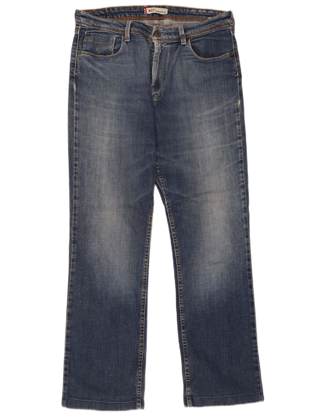 Calça jeans feminina Levi's 627 Straight W34 L30 azul algodão