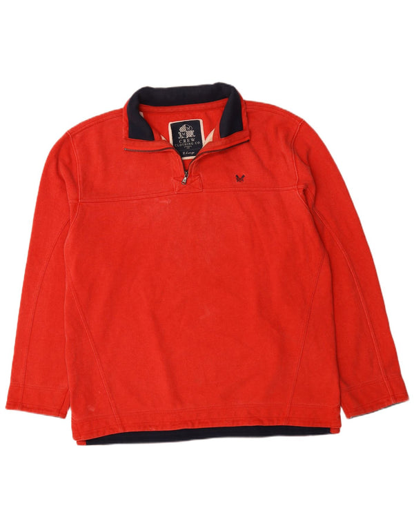Crew Clothing Mens Zip Neck Moletom Jumper XL Algodão Vermelho
