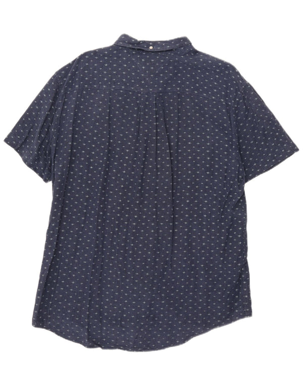 Camisa masculina de manga curta Tommy Hilfiger Custom Fit XL azul marinho manchado