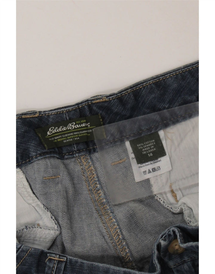 EDDIE BAUER Shorts jeans feminino EUA 14 XL W36 algodão azul
