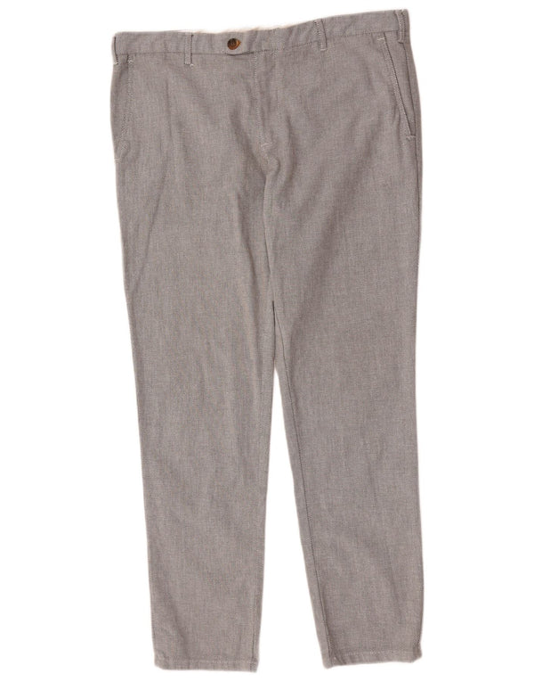 Calça masculina Zara Slim Suit EU 46 XL W36 L30 cinza manchado de algodão