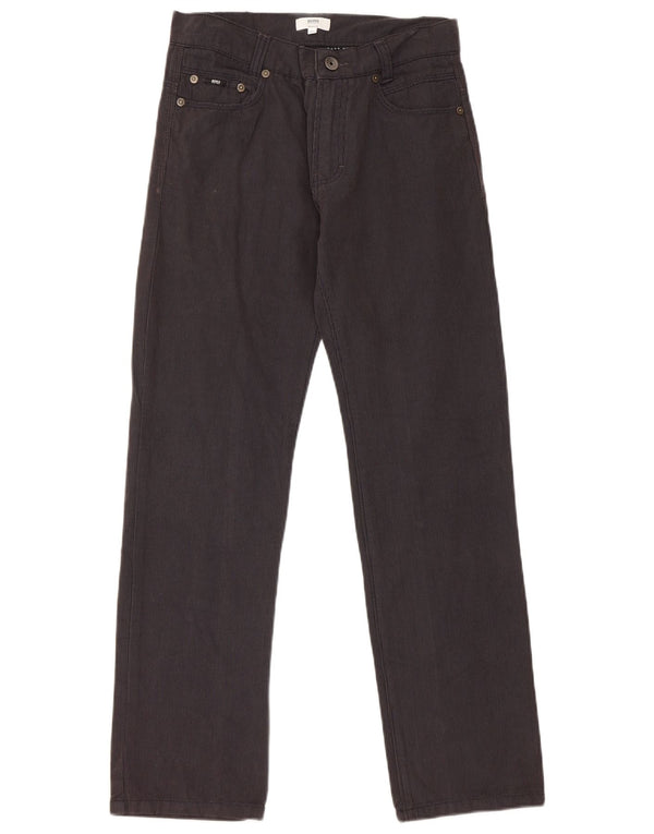 Calças casuais retas Hugo Boss Boys 13-14 anos W28 L28 algodão preto
