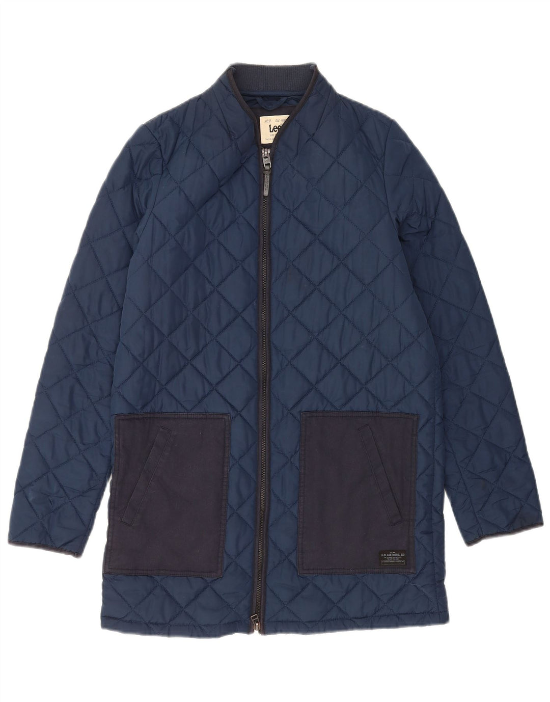 Jaqueta acolchoada feminina Lee UK 10 poliéster colorblock azul marinho pequeno