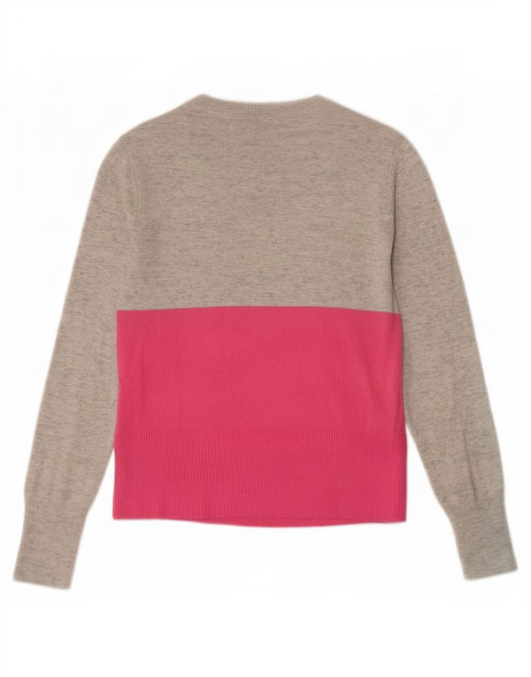 Suéter feminino Oasis com gola canoa e gola redonda Reino Unido 10 bloco colorido cinza pequeno
