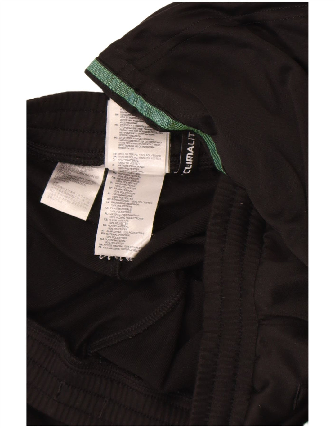 Calça de treino masculina Adidas pequena W29 L30 poliéster preto