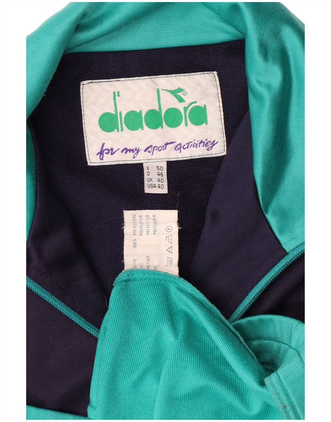 DIADORA Mens Tracksuit Top Jacket UK 40 Medium Turquesa Colourblock