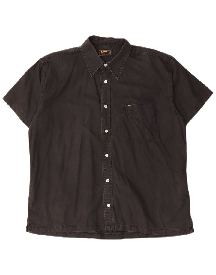 Camisa masculina de manga curta Lee grande algodão preto