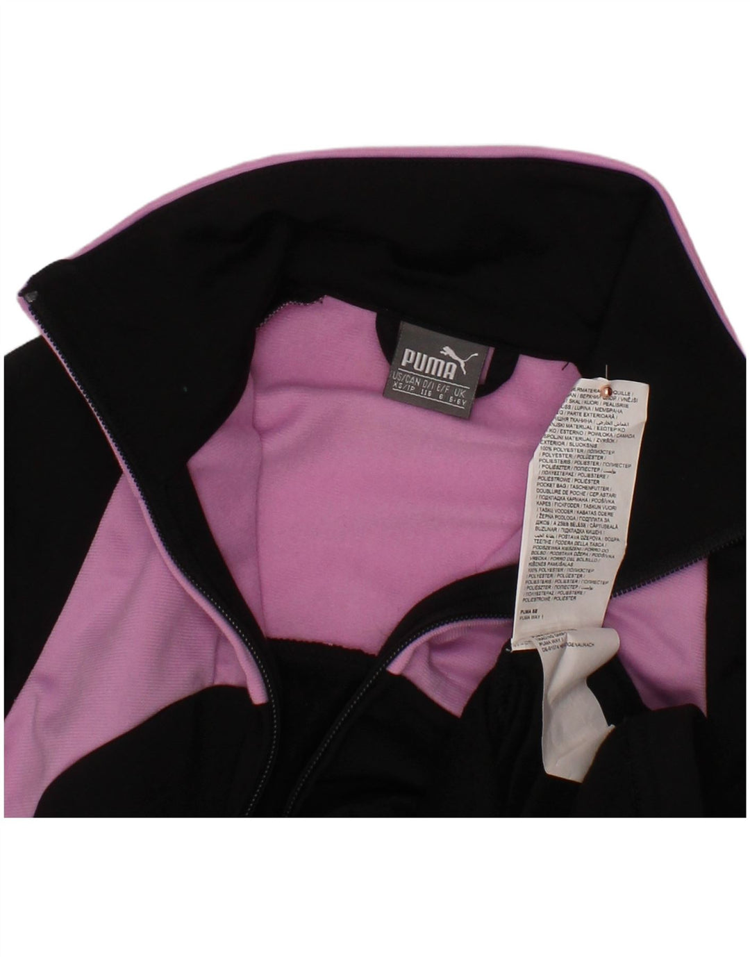 Casaco de treino feminino PUMA 5-6 anos preto colorblock poliéster