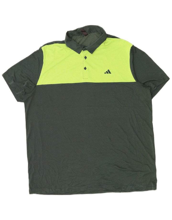 Camisa polo masculina Adidas 2XL verde colorblock poliéster