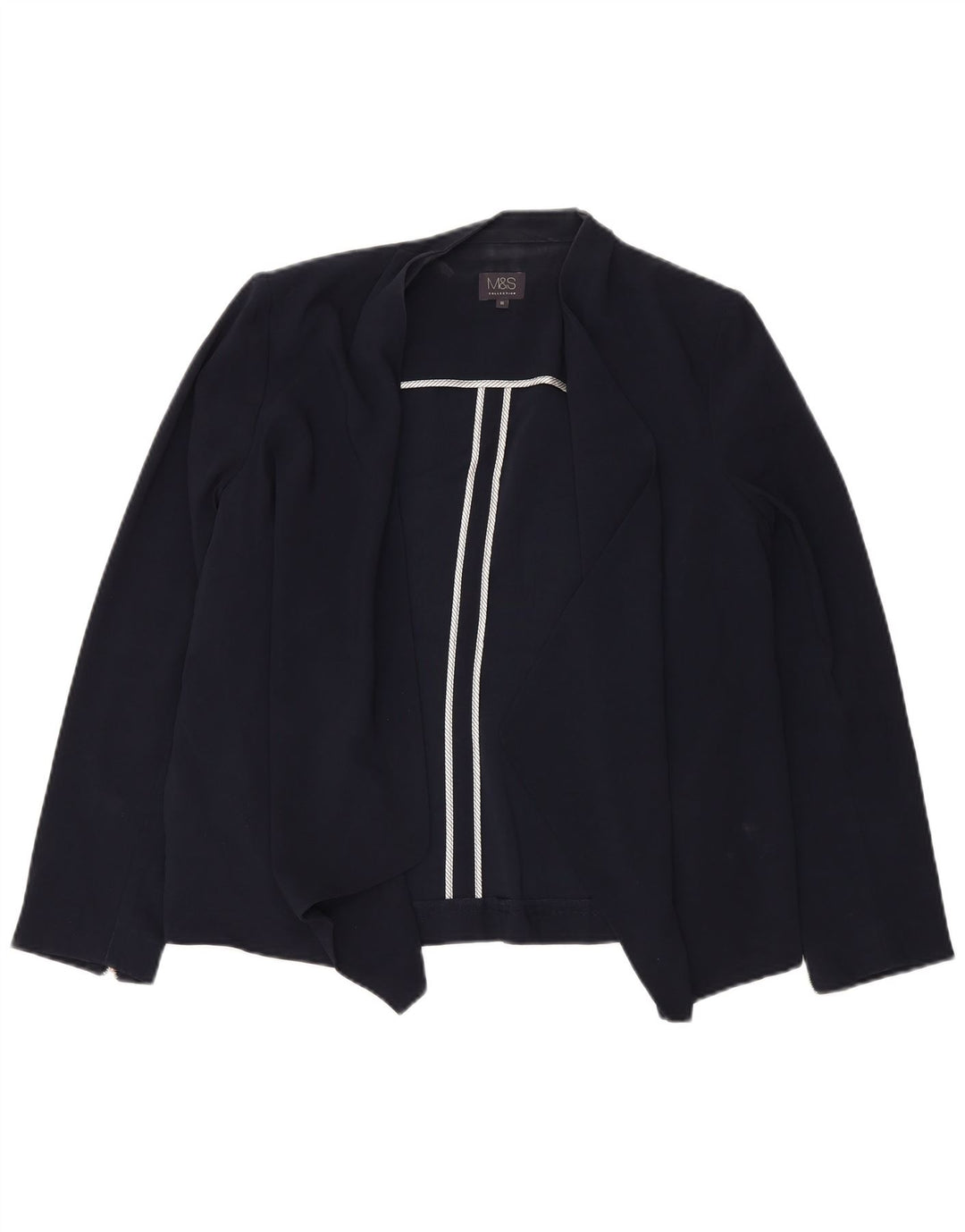 Jaqueta Blazer aberta feminina Marks & Spencer Reino Unido 16 grande poliéster azul marinho