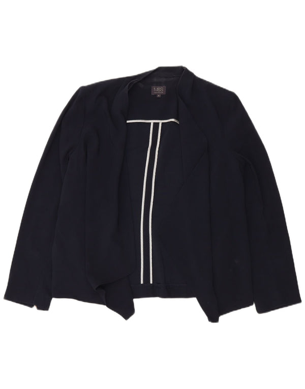 Jaqueta Blazer aberta feminina Marks & Spencer Reino Unido 16 grande poliéster azul marinho