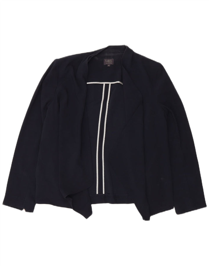 Jaqueta Blazer aberta feminina Marks & Spencer Reino Unido 16 grande poliéster azul marinho
