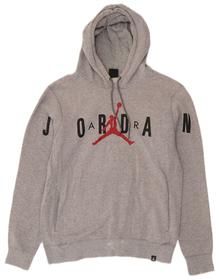 Suéter com capuz gráfico masculino Jordan médio cinza algodão manchado