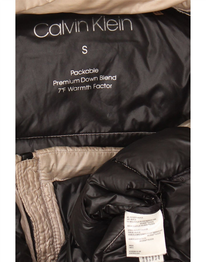 Jaqueta acolchoada com capuz feminina Calvin Klein UK 10 poliéster bege pequeno