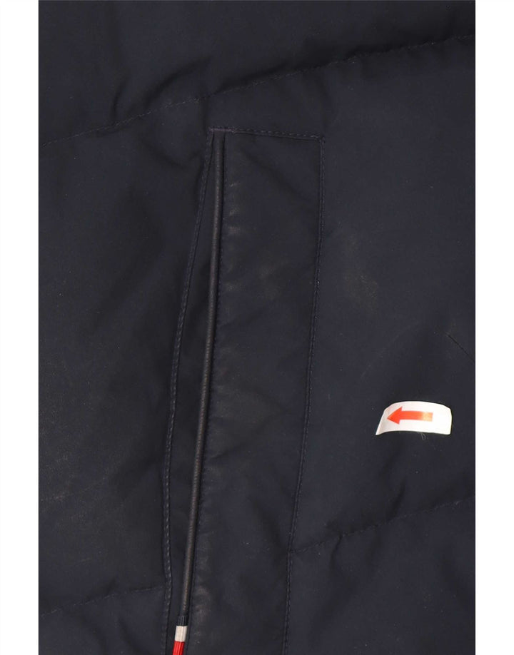 Jaqueta masculina acolchoada com capuz Tommy Hilfiger Reino Unido 38 poliéster azul marinho médio