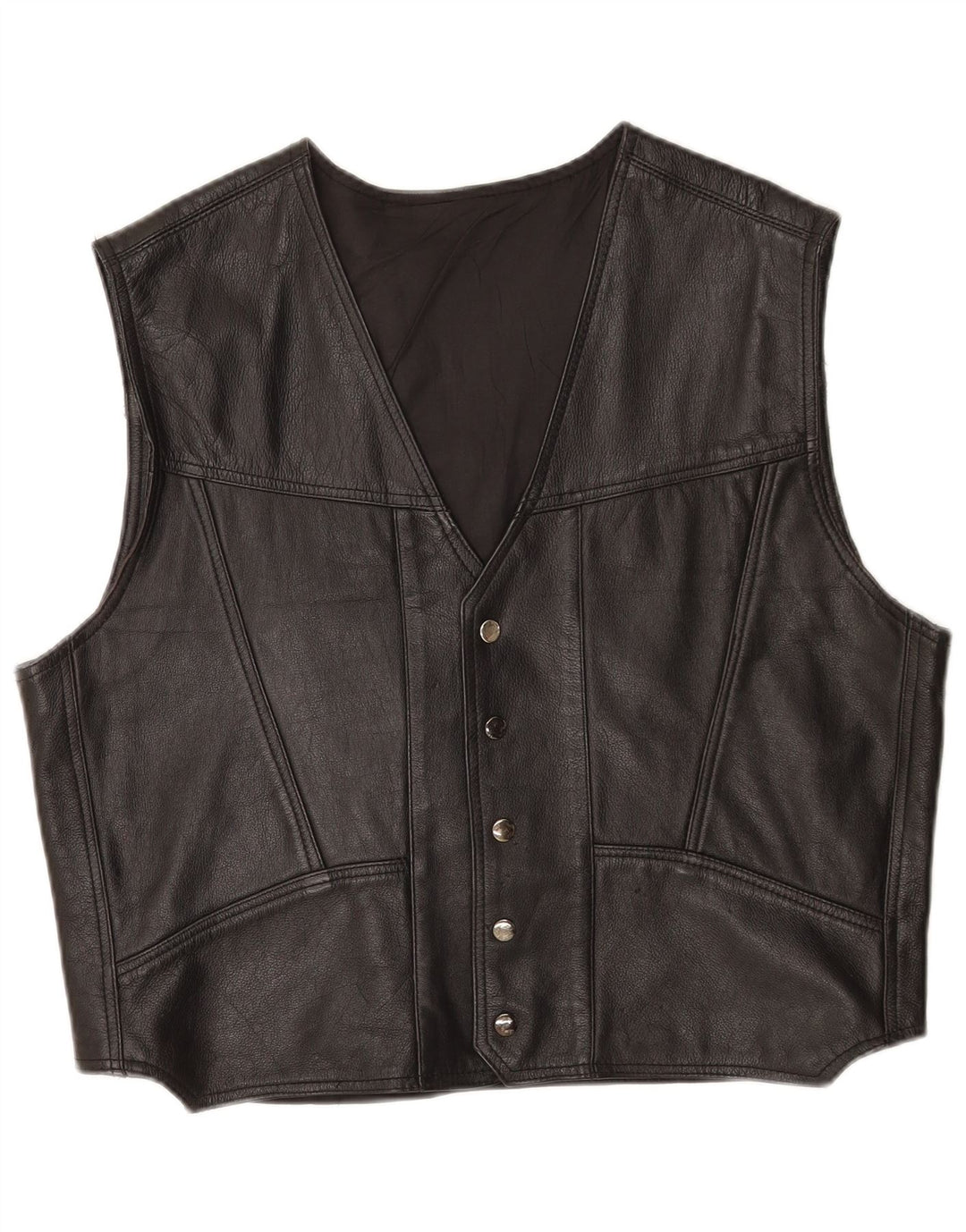 Colete de couro masculino vintage 2XL couro preto