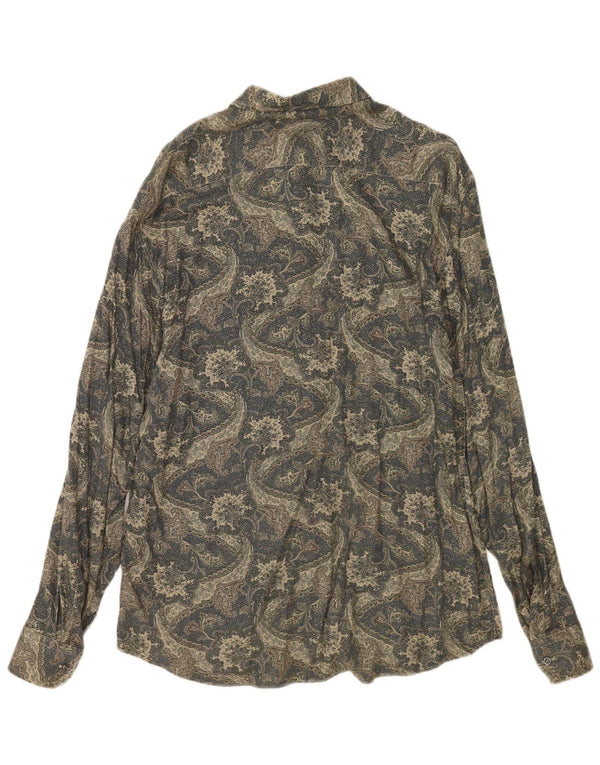Camisa masculina vintage tamanho 43 17 XL verde paisley viscose