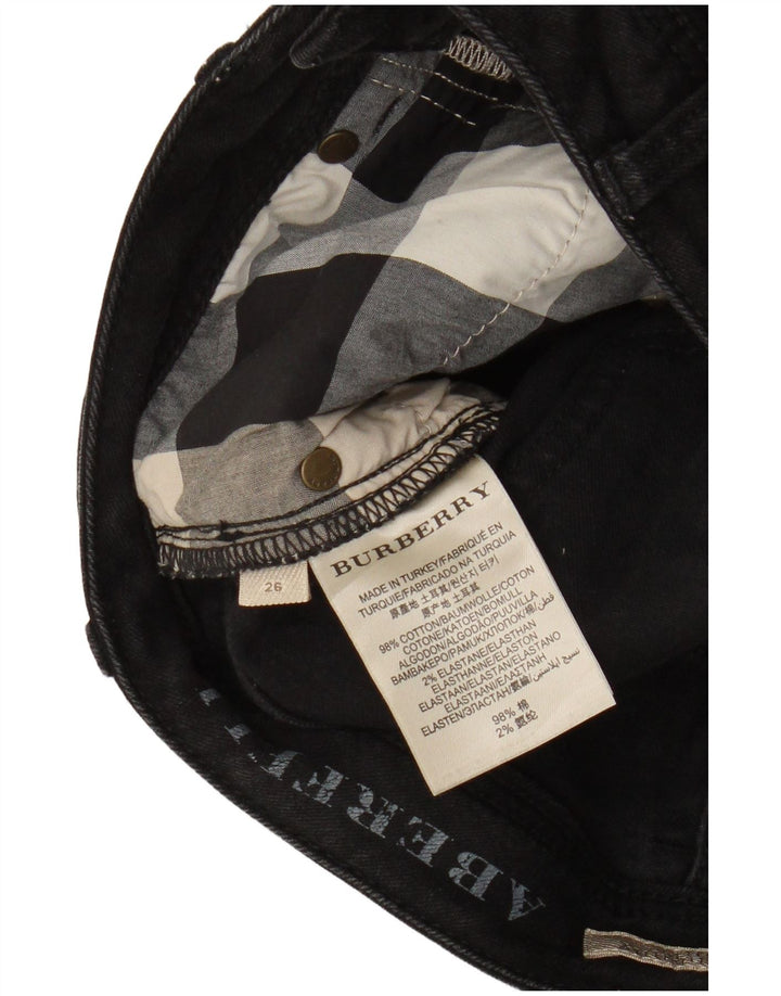 Jeans retos femininos Burberry W26 L25 algodão preto