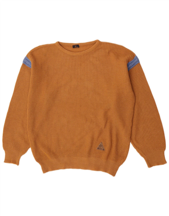 Claude De Pierre Suéter masculino com gola redonda, lã marrom médio