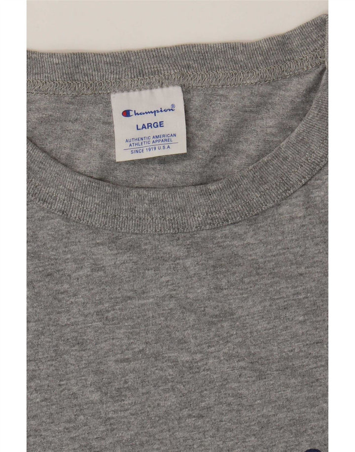 Camiseta masculina estampada Champion grande cinza manchado