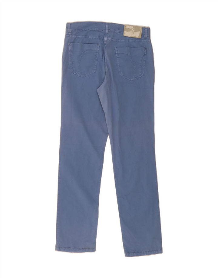 TRUSSARDI Mens Straight Casual Trousers W32 L32 Blue Cotton Vintage Trussardi and Second-Hand Trussardi from Messina Hembry 