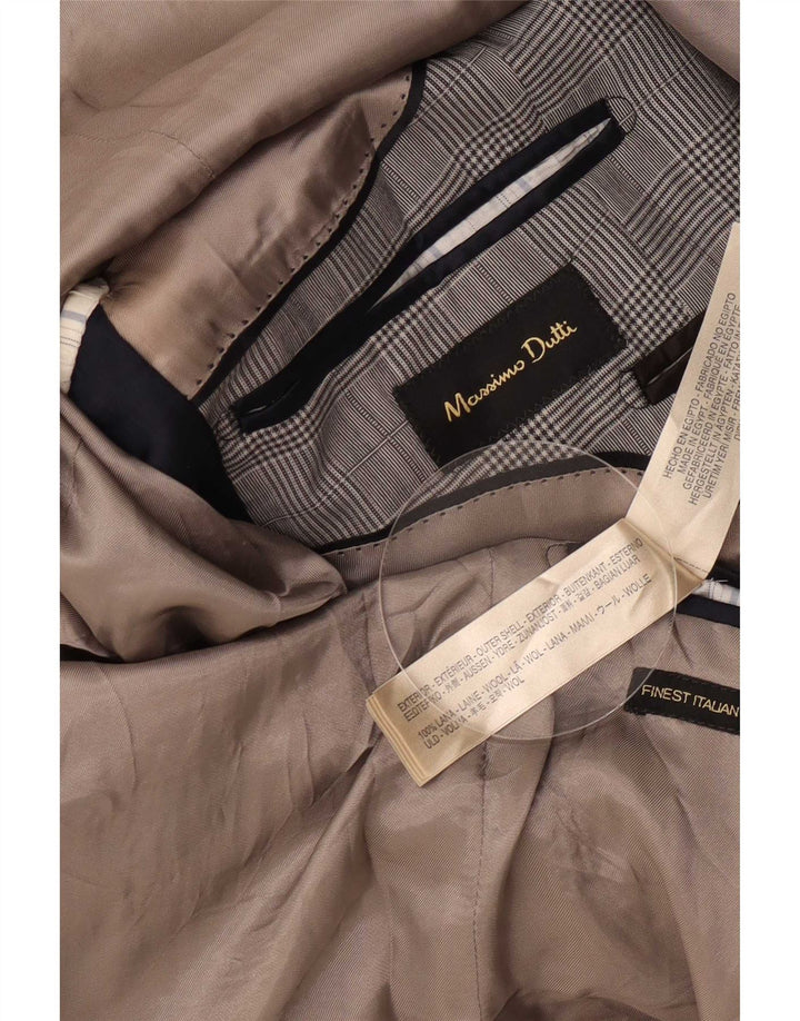 Jaqueta blazer masculina Massimo Dutti com 1 botão Reino Unido 38 Houndstooth cinza médio