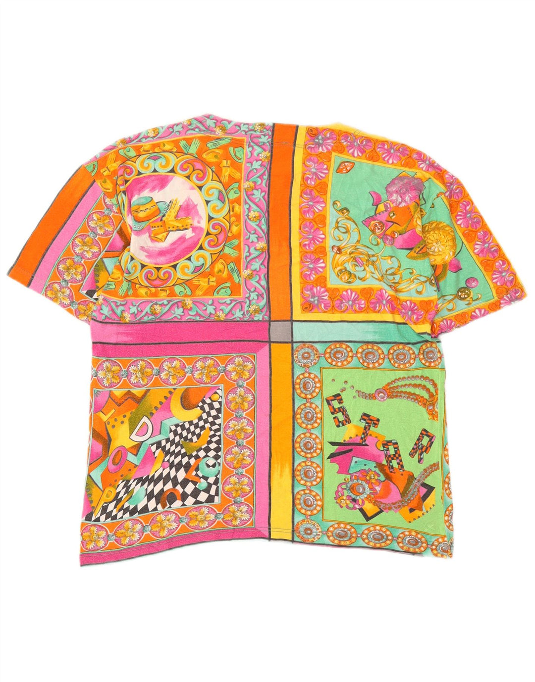 Camiseta feminina gráfica Silhouette UK 16 grande patchwork multicolorido
