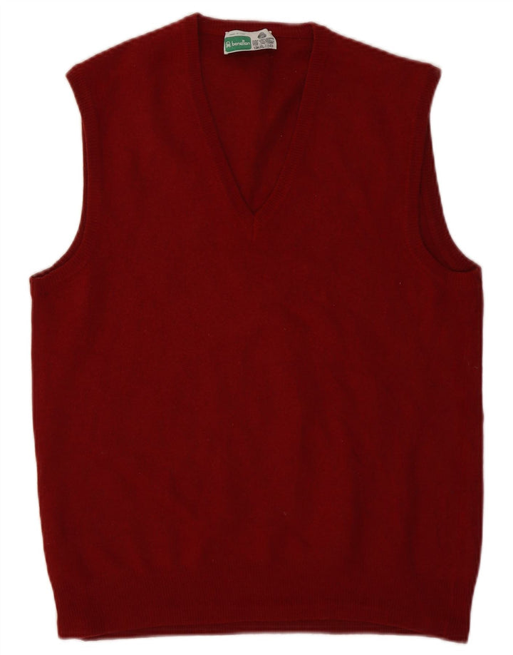 Camiseta regata masculina Benetton IT 52 grande lã virgem marrom