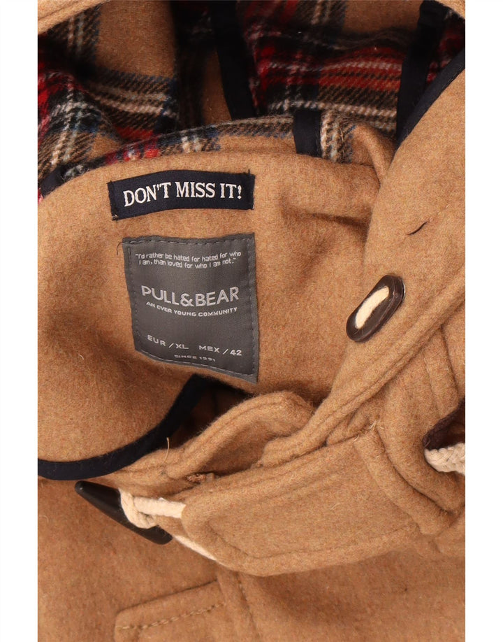 Casaco masculino com capuz Pull & Bear UK 42 XL poliéster bege