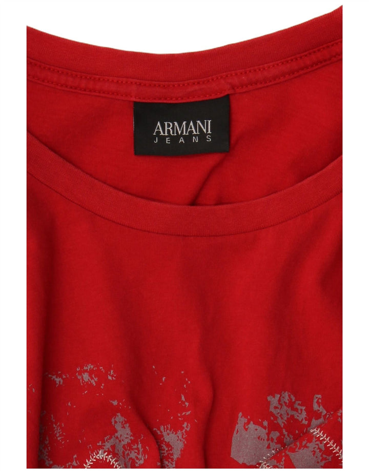 Camiseta gráfica masculina Armani Jeans Top médio vermelho