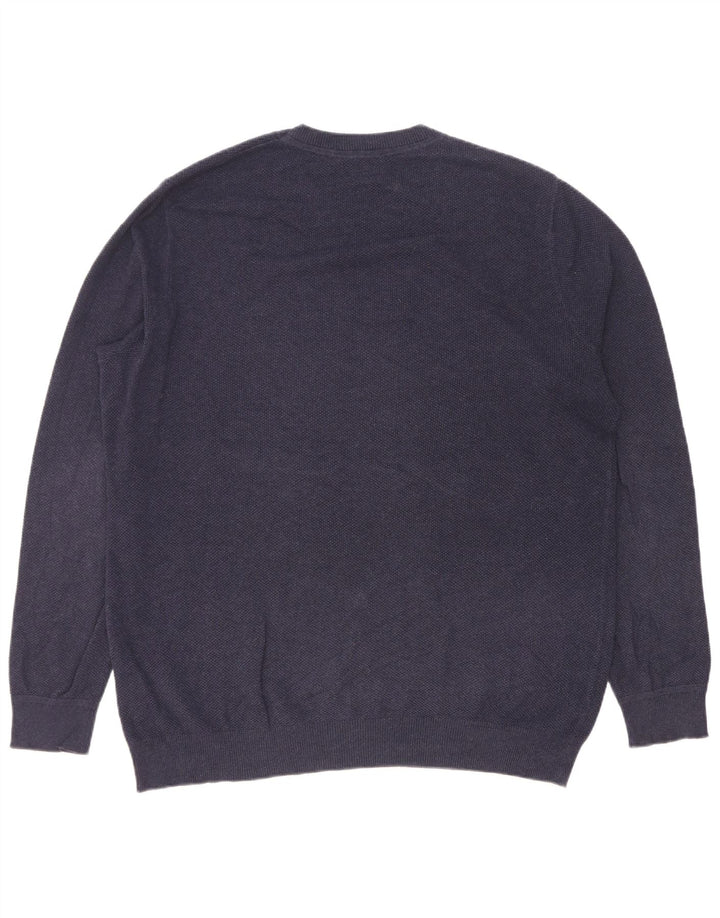 Suéter masculino John Lewis com gola redonda, algodão azul marinho médio