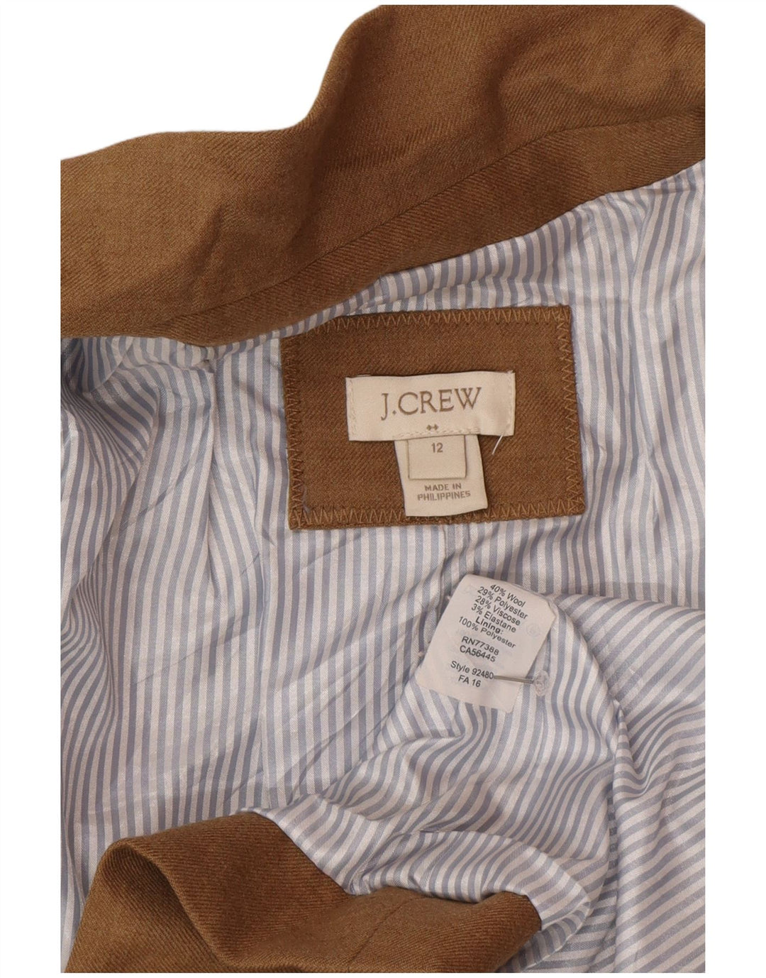 Jaqueta blazer feminina de 2 botões J. Crew EUA 12 grande lã bege