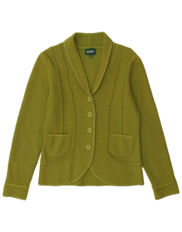 Jaqueta blazer feminina Hobbs com 4 botões Reino Unido 10 pequena lã merino verde