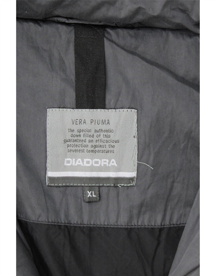 Jaqueta feminina acolchoada com capuz DIADORA UK 18 XL cinza poliéster