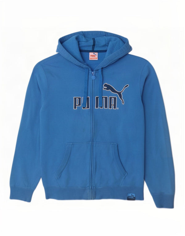 Suéter masculino Puma Graphic Zip com capuz grande azul