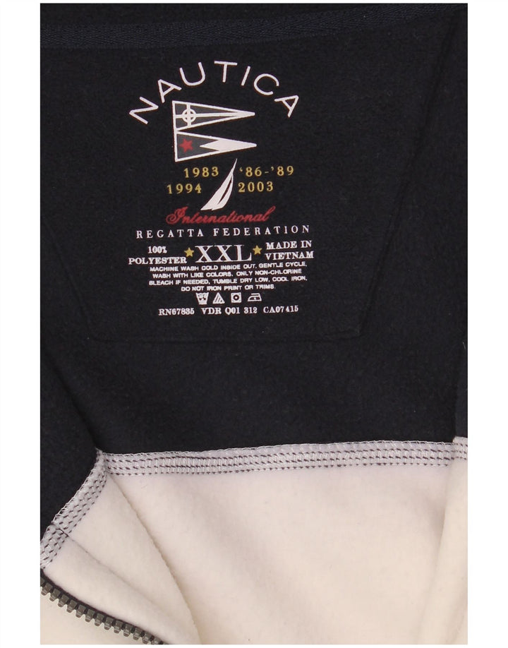 Jaqueta masculina de lã Nautica UK 44 2XL poliéster colorblock branco