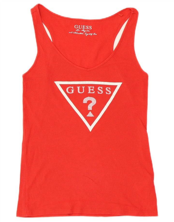 Colete feminino Guess com estampa gráfica UK 12 algodão vermelho médio