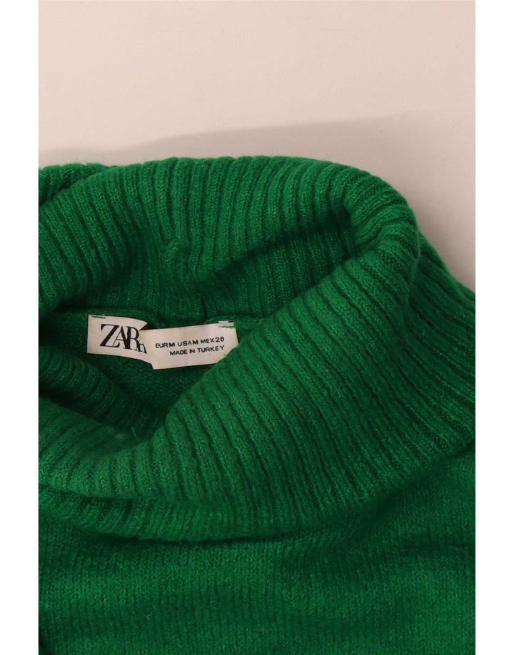 Zara Suéter feminino oversized com gola redonda Reino Unido 14 verde médio
