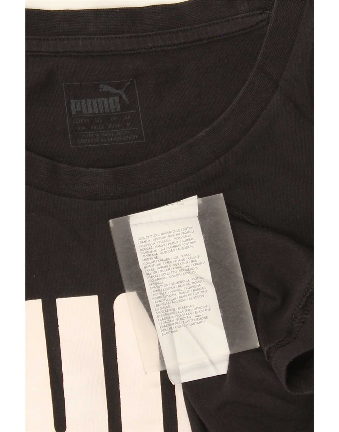 Puma Mens Graphic T-Shirt Top Médio Algodão Preto