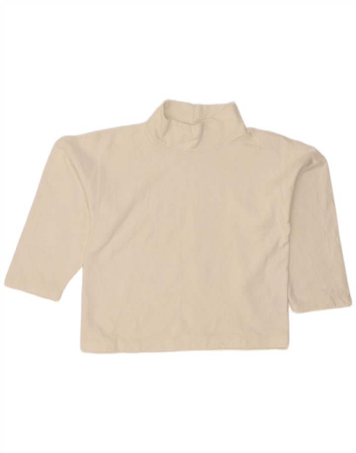 Zara Top feminino oversized manga 3/4 Reino Unido 10 pequeno algodão branco
