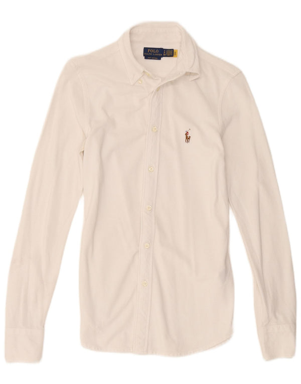 Polo Ralph Lauren Camisa masculina pequena de algodão branco