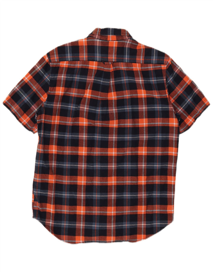 Camisa masculina Timberland manga curta regular fit médio xadrez azul marinho