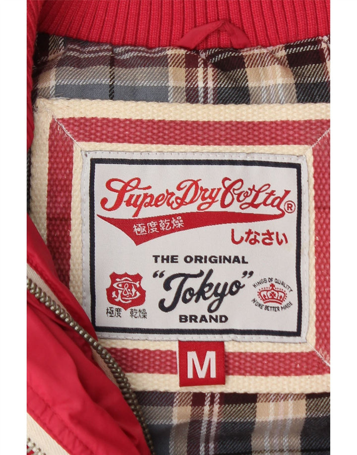 Colete acolchoado com capuz feminino Superdry UK 14 nylon rosa médio