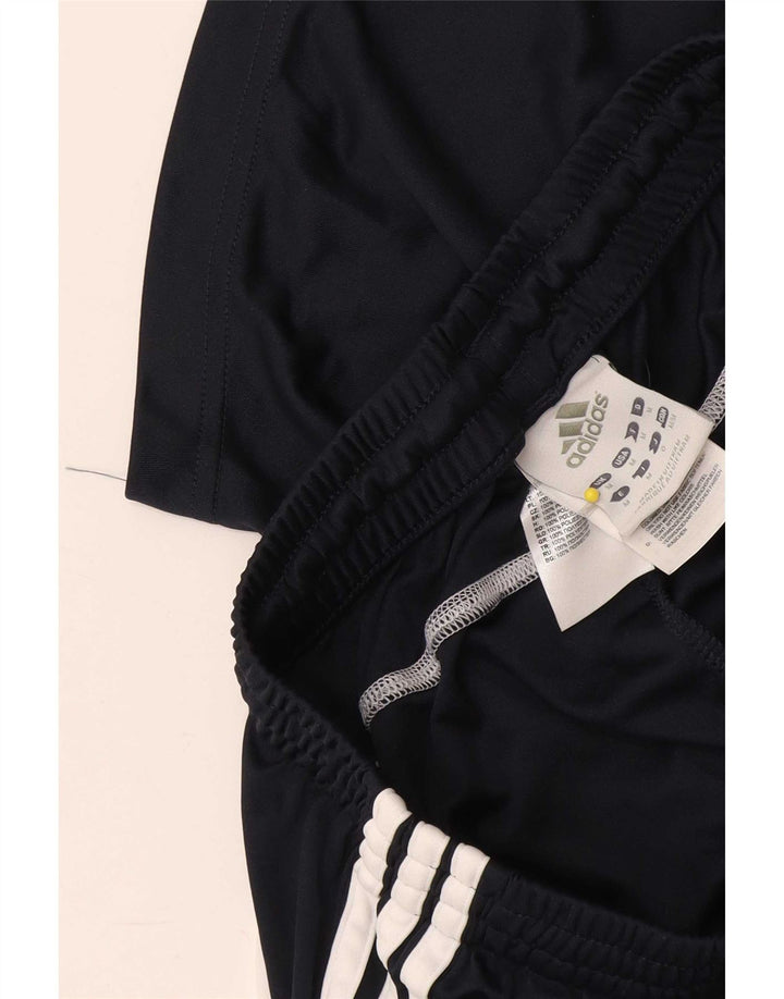 Shorts esportivos femininos Adidas médio azul marinho colorblock poliéster