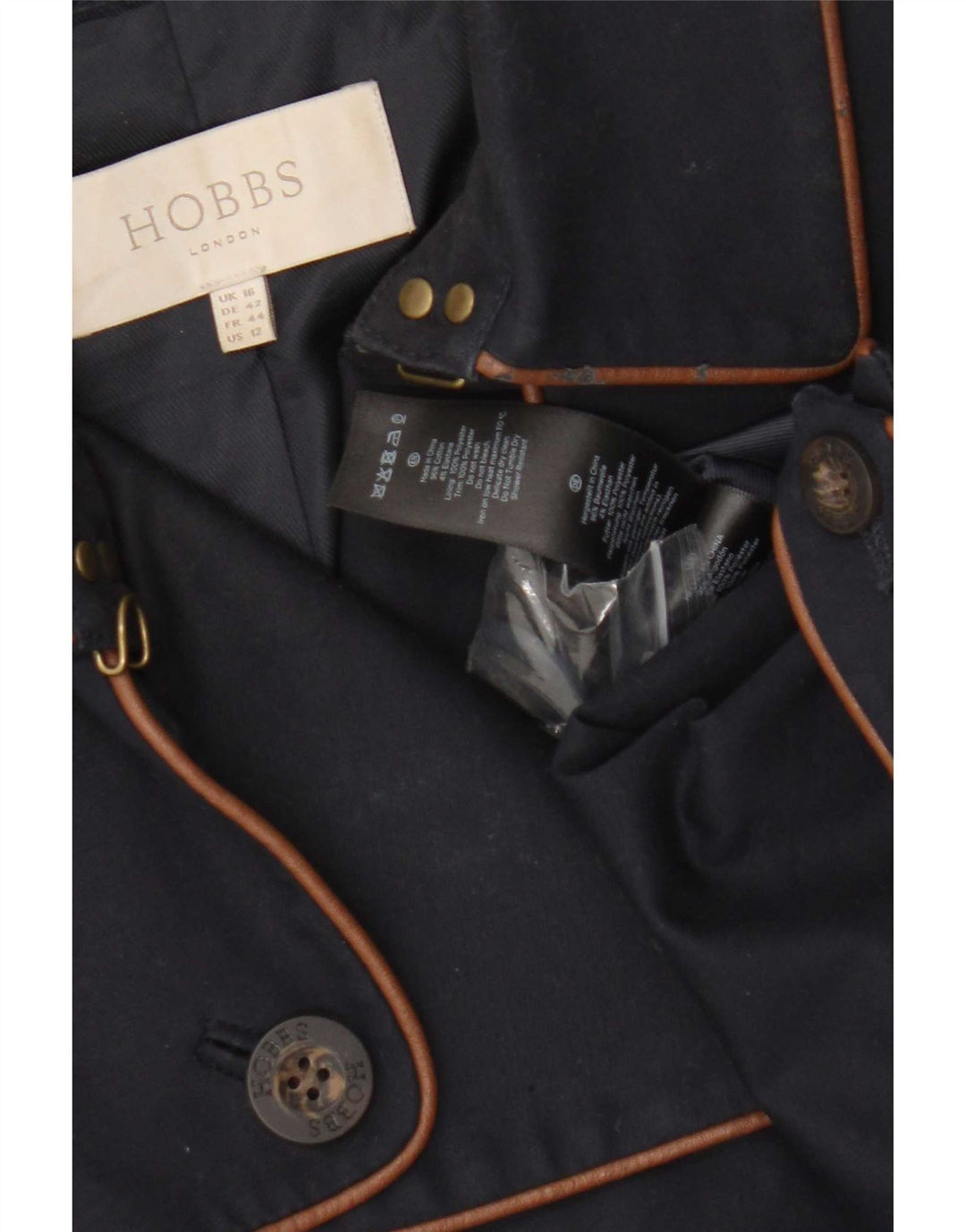 Gabardine feminino Hobbs Reino Unido 16 grande algodão azul marinho