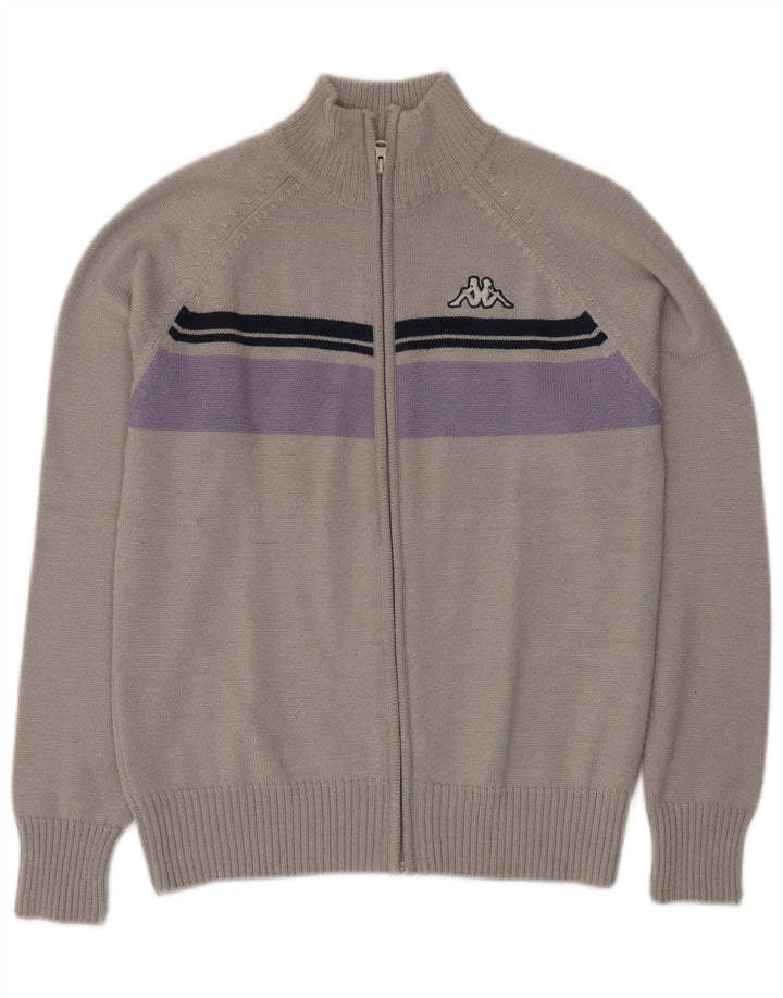 Suéter cardigã feminino KAPPA UK 14 cinza médio colorblock acrílico